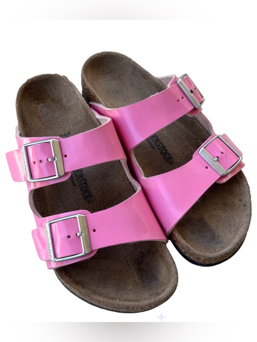 Birkenstock Pink Patent Leather Two-Strap Sandals kids Size 34